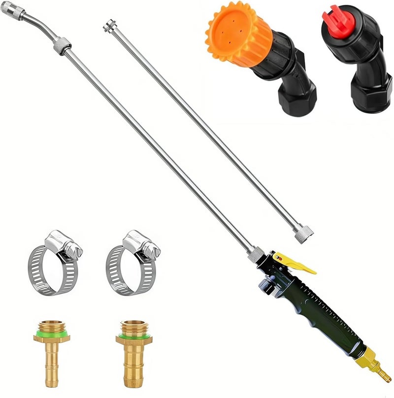VanPet Sprayer Wand with 3 Types of Nozzles, Fan Nozzle Replacement Sprayer Wand, Stainless Steel Sprayer Wand Replacement with 1/4" & 3/8" Brass Barb and 2 Hose Clamps (3 Nozzles 44 Inches Sprayer Wand) - Image 1